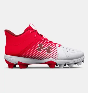 UnderArmour Men's UA Leadoff Mid RM Baseball Cleats Red 3025590-600