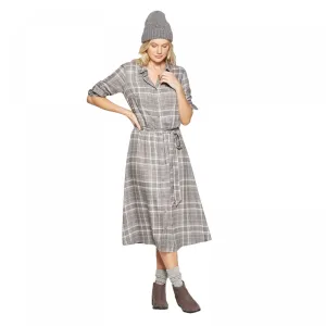 Universal Thread Women's Plaid Long Sleeve Midi Shirtdress with Tie Belt
