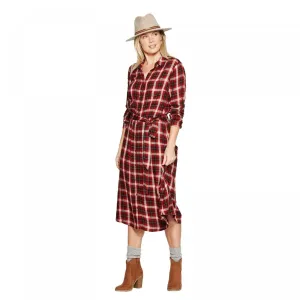 Universal Thread Women's Plaid Long Sleeve Midi Shirtdress With Tie Belt