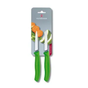 Victorinox Swiss Classic 2 Piece Paring Knives Plain Green 8cm V6.7606.L114B