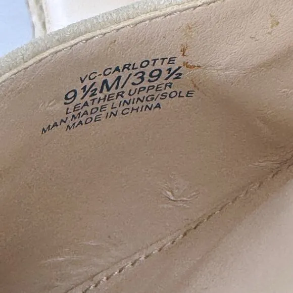 Vince Camuto Carlotte Pointed Toe Leather D'Orsay Pump High Heel Beige Cream 9.5