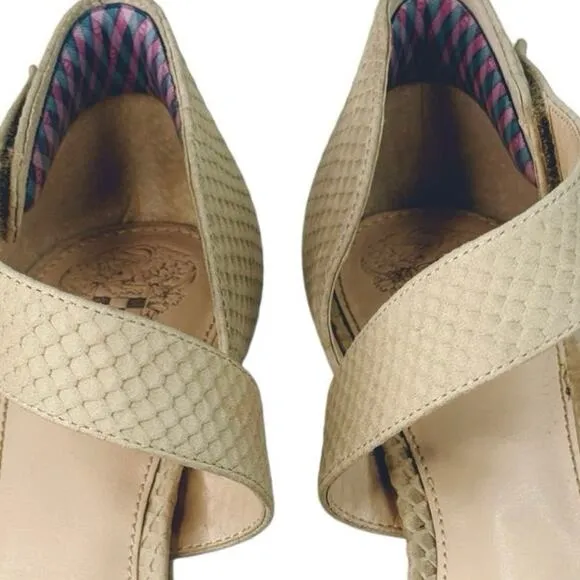 Vince Camuto Carlotte Pointed Toe Leather D'Orsay Pump High Heel Beige Cream 9.5