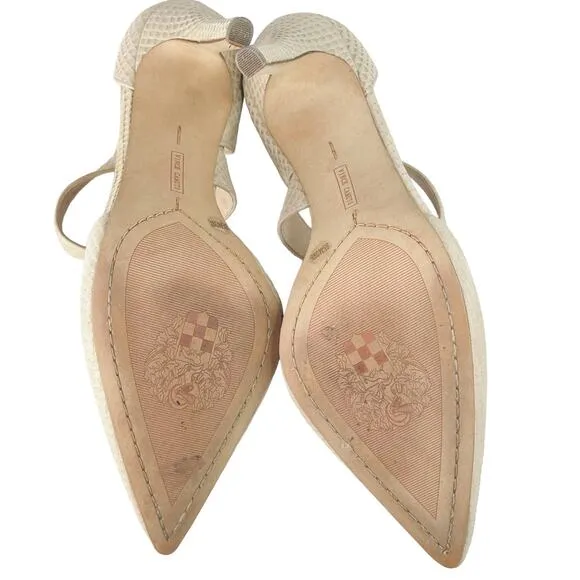 Vince Camuto Carlotte Pointed Toe Leather D'Orsay Pump High Heel Beige Cream 9.5