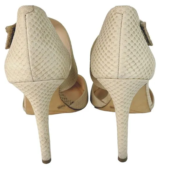 Vince Camuto Carlotte Pointed Toe Leather D'Orsay Pump High Heel Beige Cream 9.5