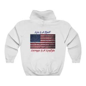 Vintage American Flag Lacrosse 2-Sided Hoodie