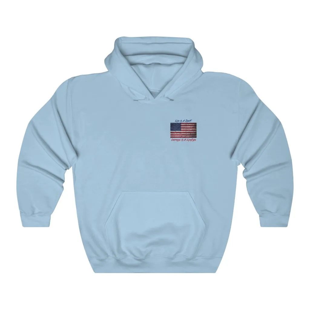 Vintage American Flag Lacrosse 2-Sided Hoodie