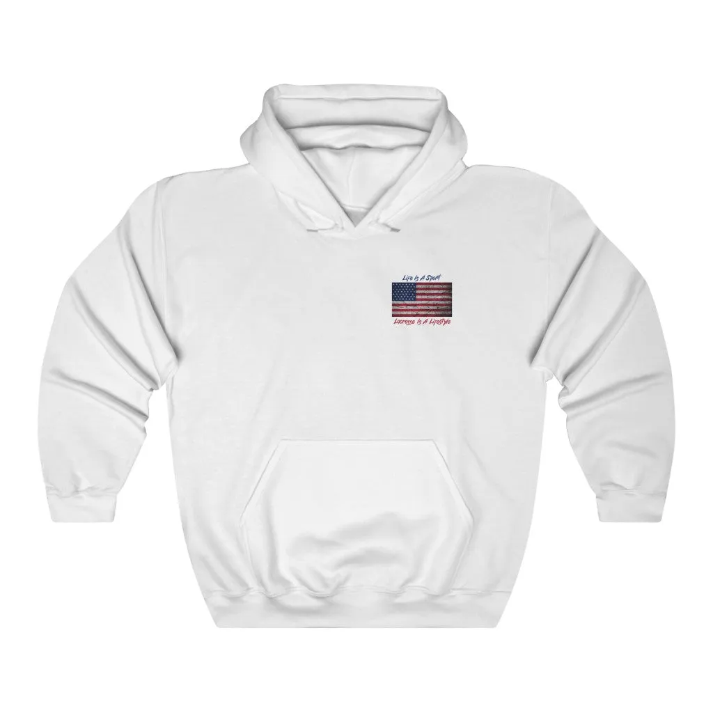 Vintage American Flag Lacrosse 2-Sided Hoodie