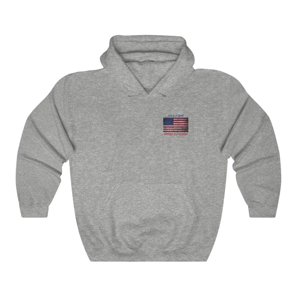 Vintage American Flag Lacrosse 2-Sided Hoodie