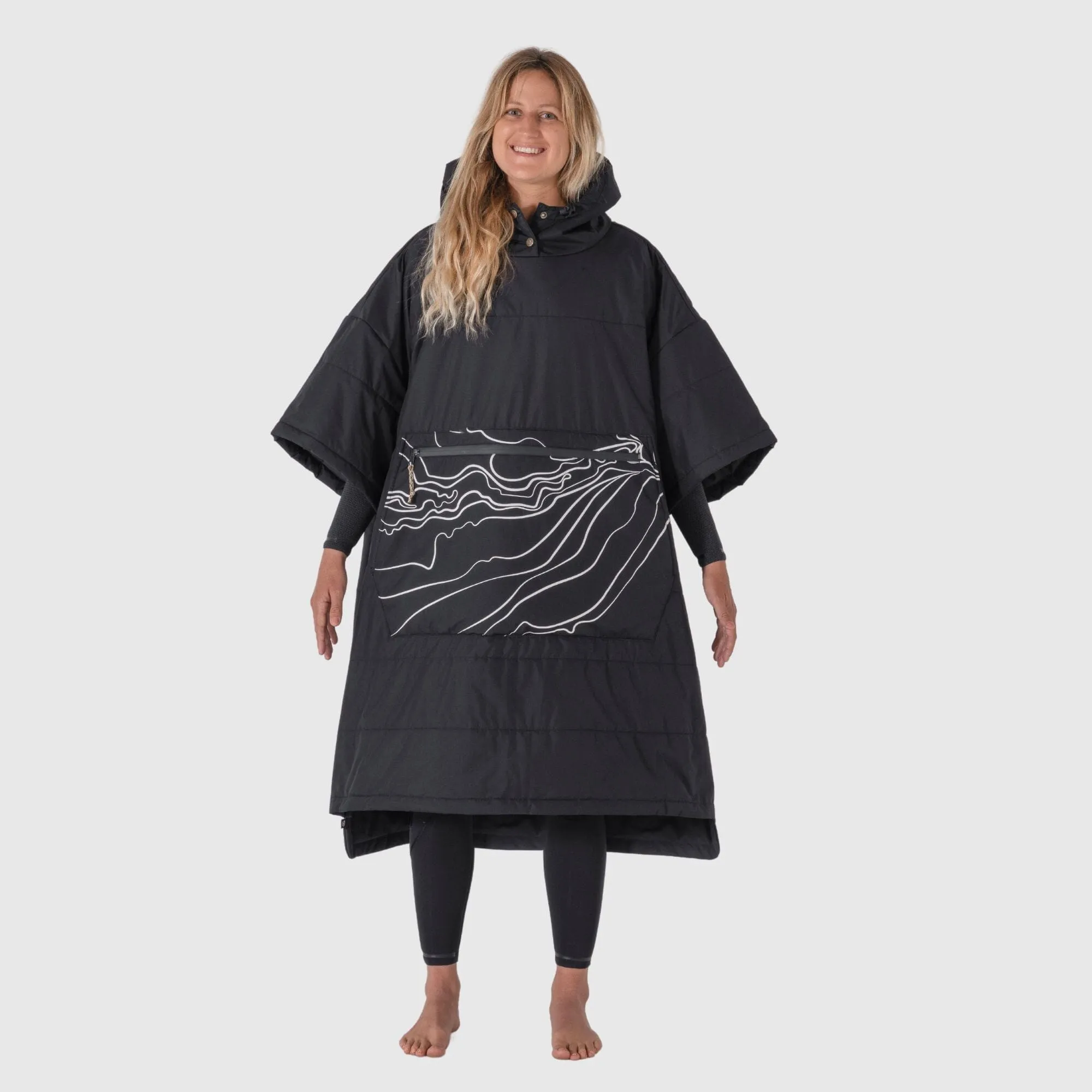 VOITED Outdoor Poncho for Surfing, Camping, Vanlife, Sailing  & Wild Swimming - Apex Black