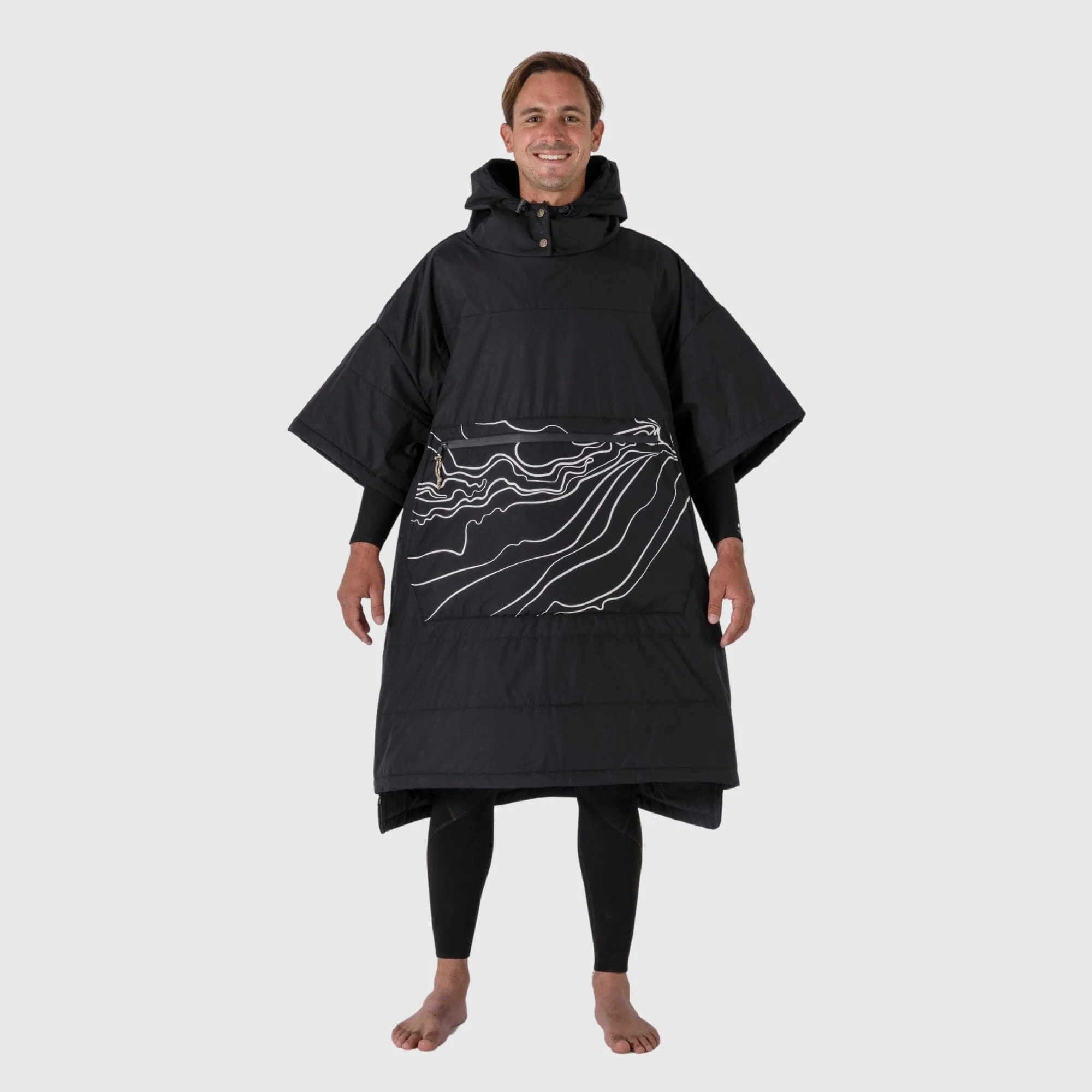 VOITED Outdoor Poncho for Surfing, Camping, Vanlife, Sailing  & Wild Swimming - Apex Black