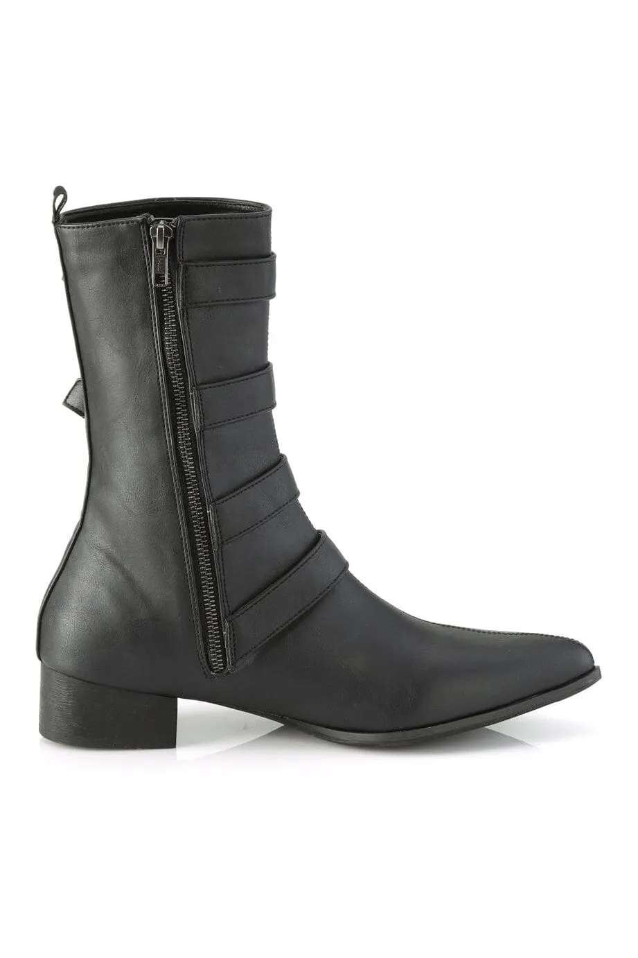WARLOCK-110-C Black Vegan Leather Knee Boot