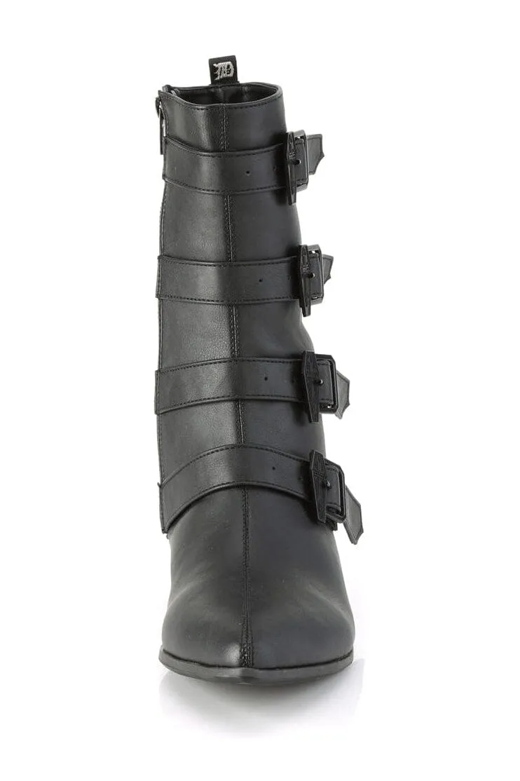 WARLOCK-110-C Black Vegan Leather Knee Boot