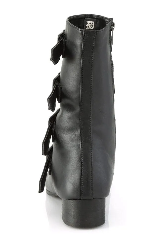 WARLOCK-110-C Black Vegan Leather Knee Boot