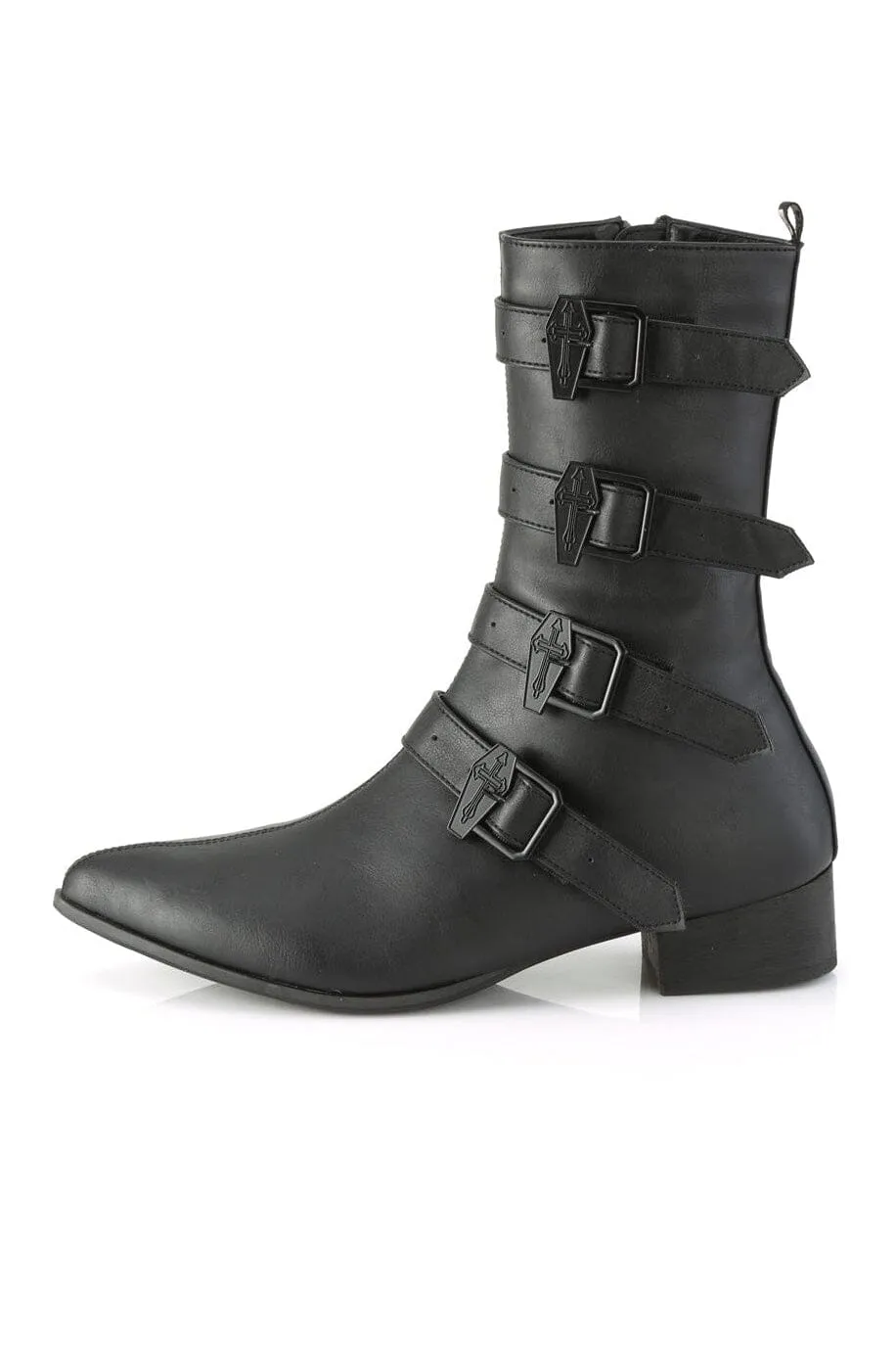 WARLOCK-110-C Black Vegan Leather Knee Boot