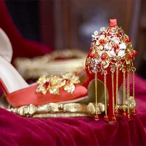 Wedding Shoes Red Color Chinese National Palace Bride Pumps