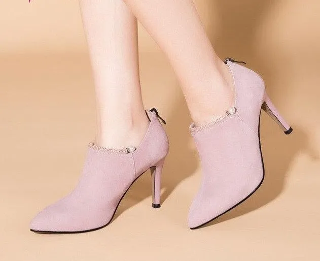 Women High Heel Pumps Elegant Thin Heel Shoes Pointed Toe Shoes with Crystal pearl