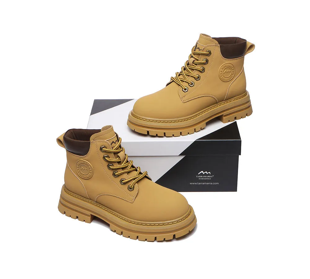 Women Leather Boots Wool Lining Lace-Up Aubrey