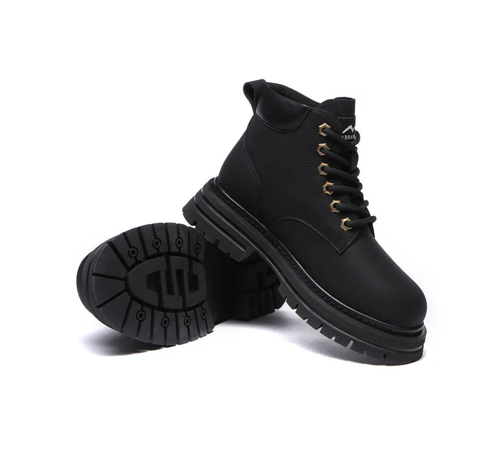 Women Leather Boots Wool Lining Lace-Up Aubrey