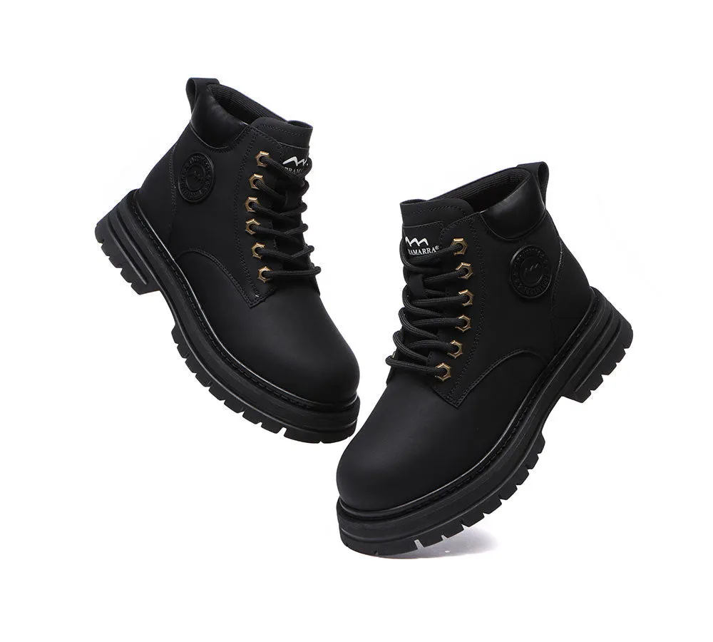 Women Leather Boots Wool Lining Lace-Up Aubrey