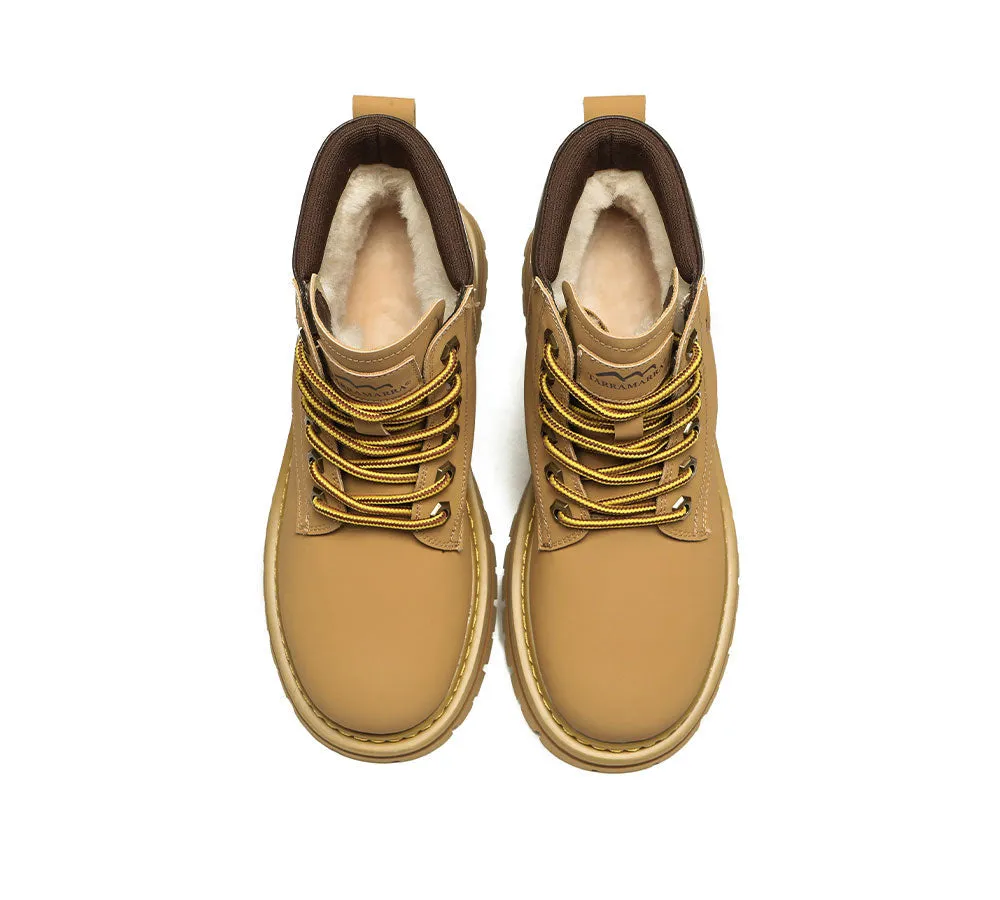 Women Leather Boots Wool Lining Lace-Up Aubrey