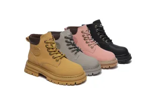 Women Leather Boots Wool Lining Lace-Up Aubrey