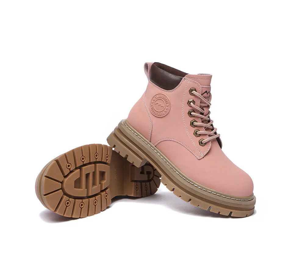 Women Leather Boots Wool Lining Lace-Up Aubrey