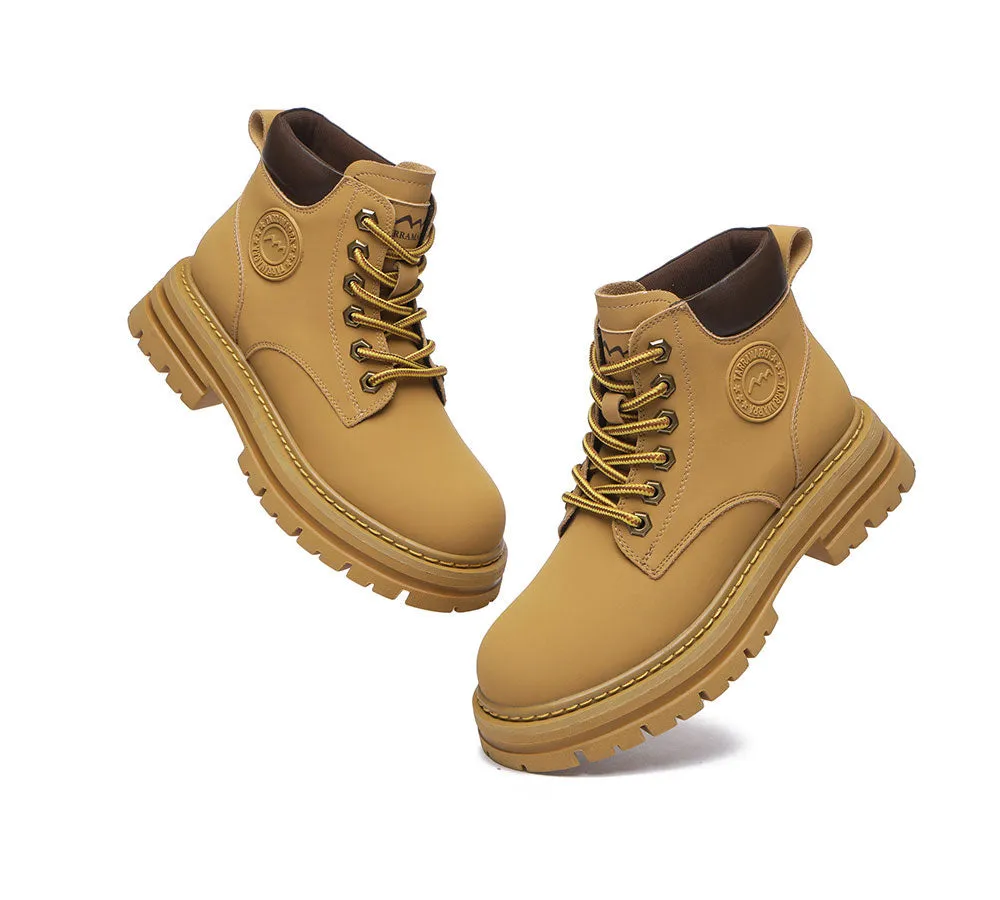 Women Leather Boots Wool Lining Lace-Up Aubrey