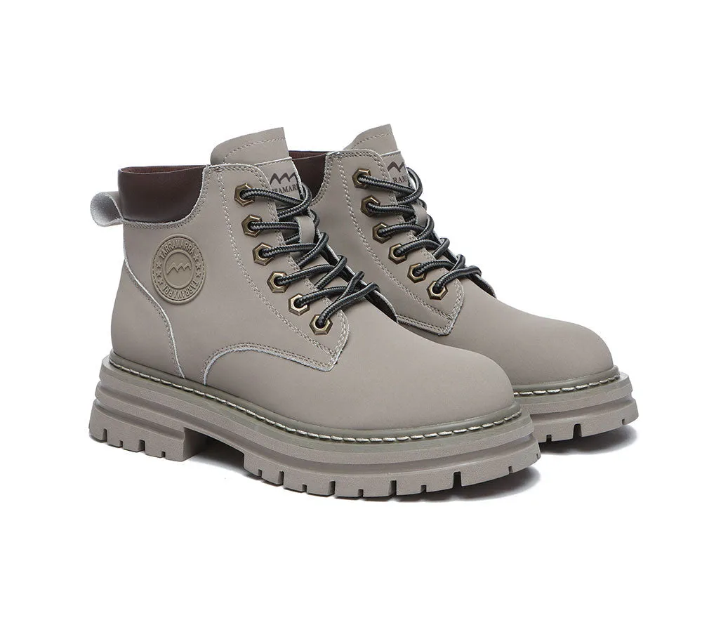 Women Leather Boots Wool Lining Lace-Up Aubrey