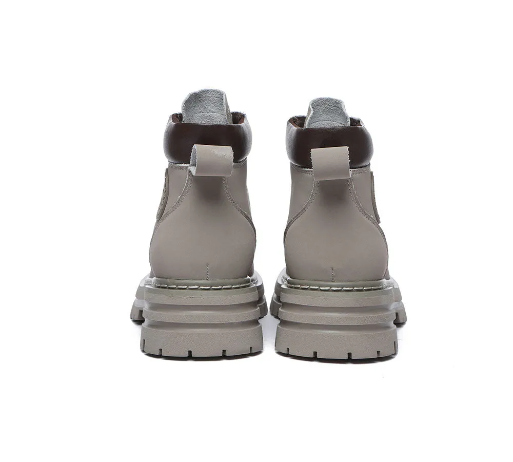 Women Leather Boots Wool Lining Lace-Up Aubrey