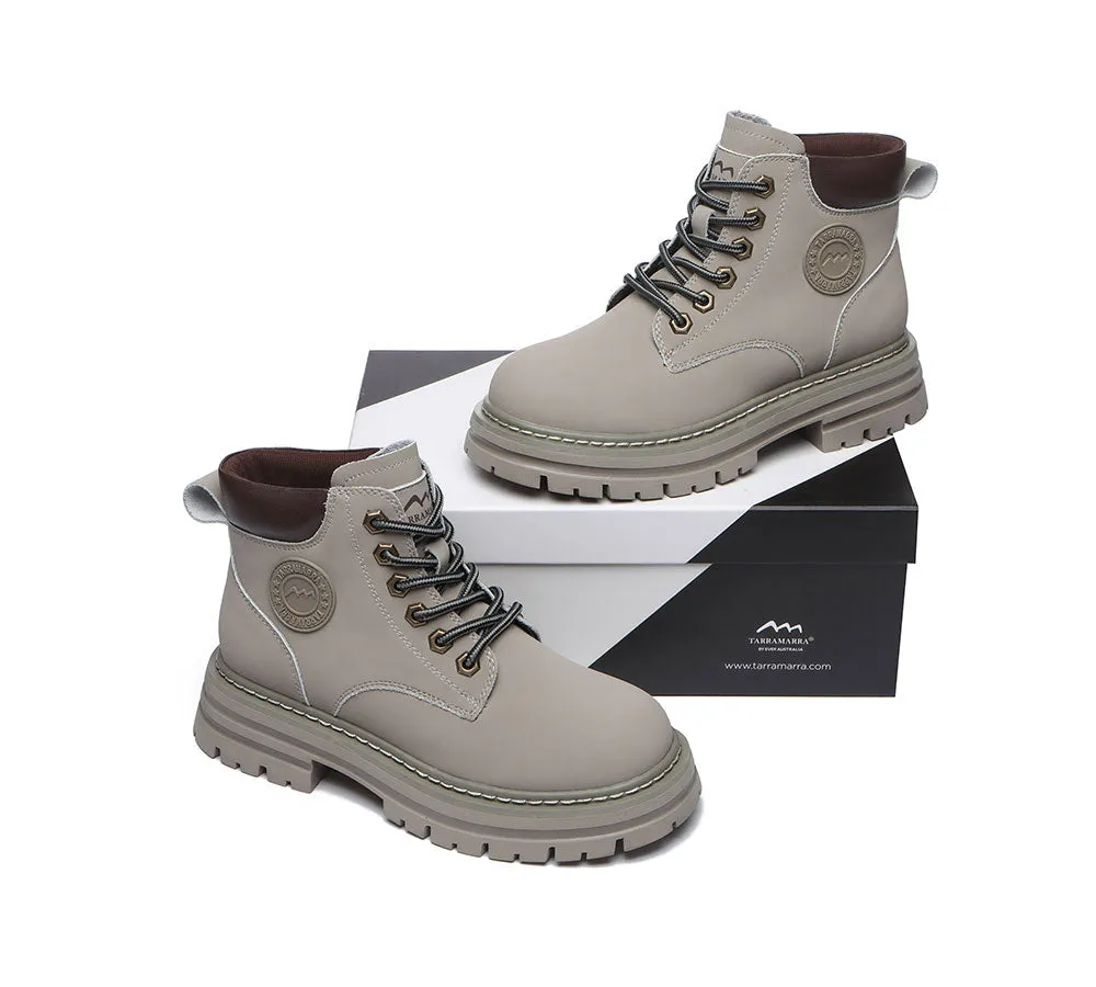 Women Leather Boots Wool Lining Lace-Up Aubrey
