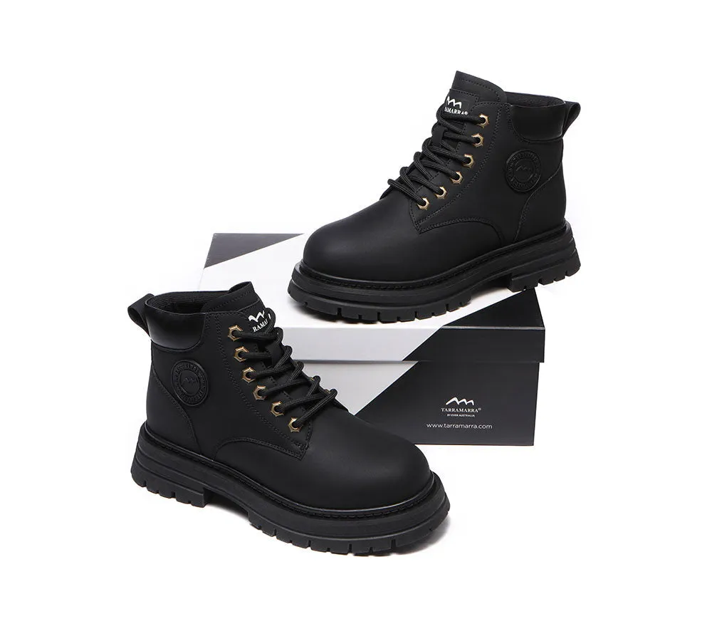 Women Leather Boots Wool Lining Lace-Up Aubrey