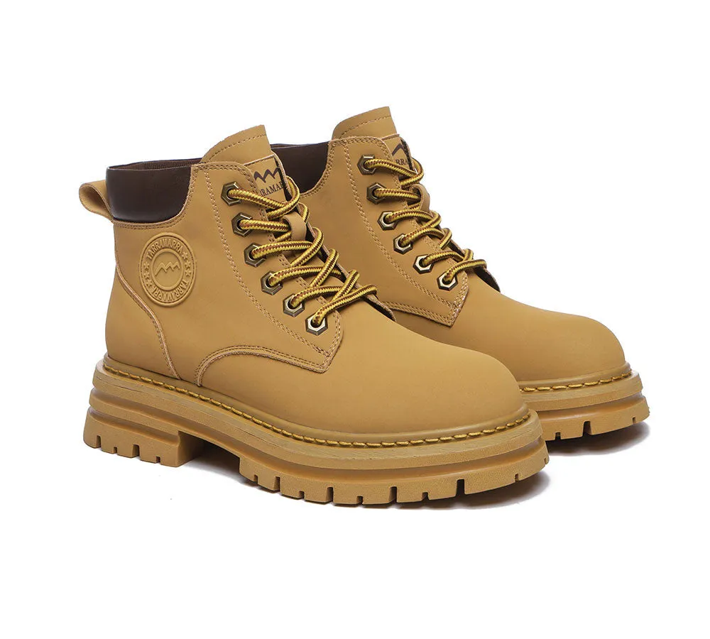 Women Leather Boots Wool Lining Lace-Up Aubrey