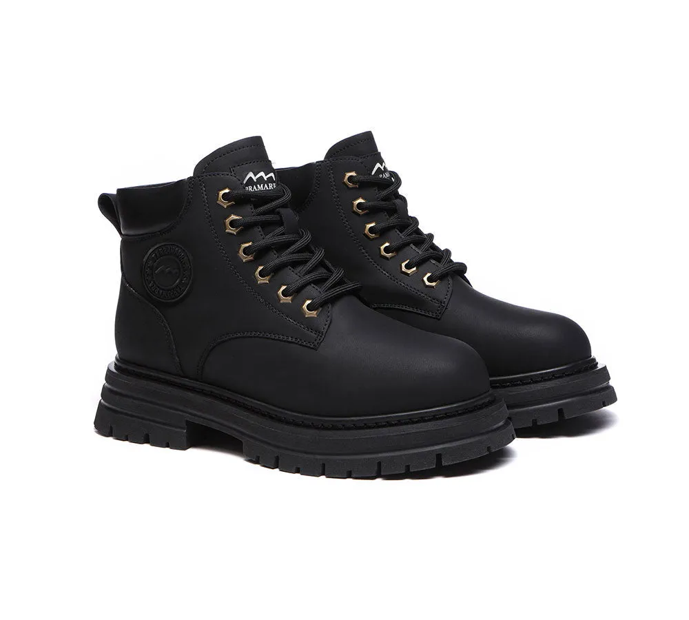 Women Leather Boots Wool Lining Lace-Up Aubrey