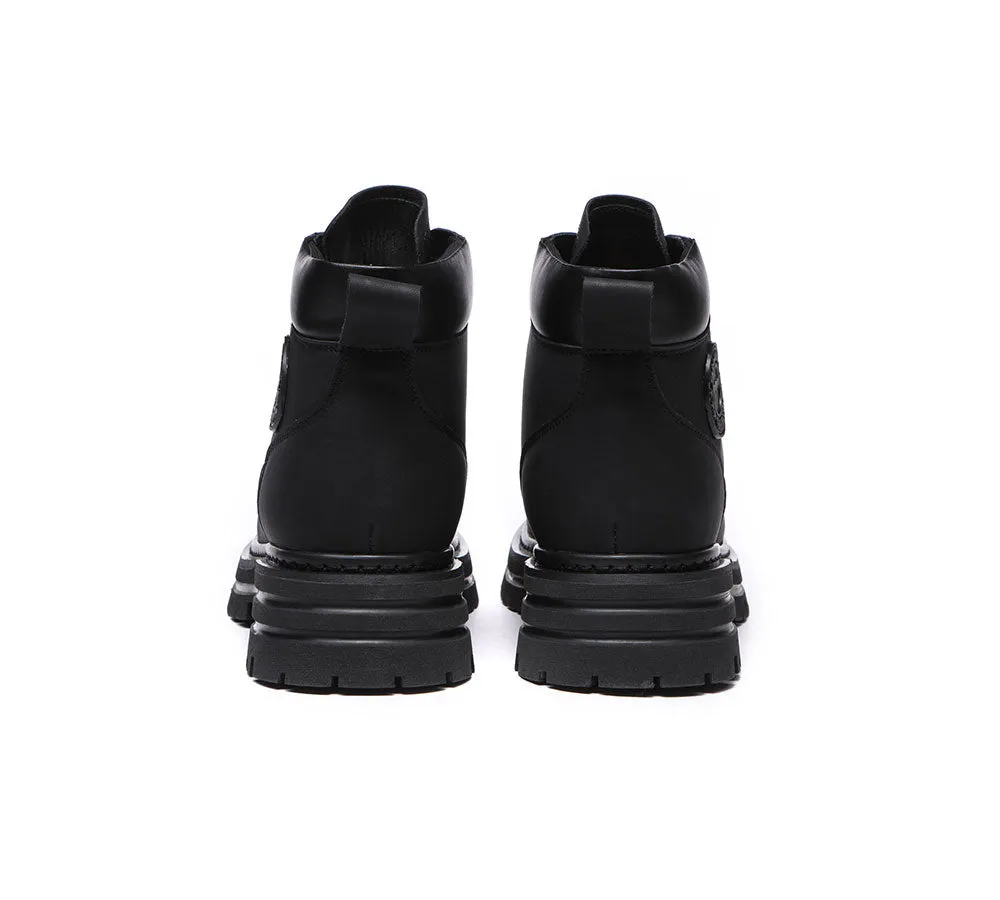 Women Leather Boots Wool Lining Lace-Up Aubrey
