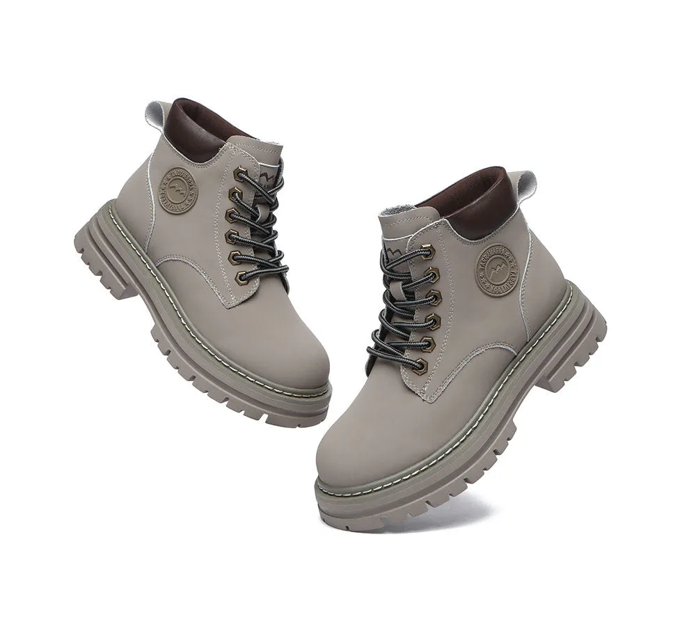Women Leather Boots Wool Lining Lace-Up Aubrey