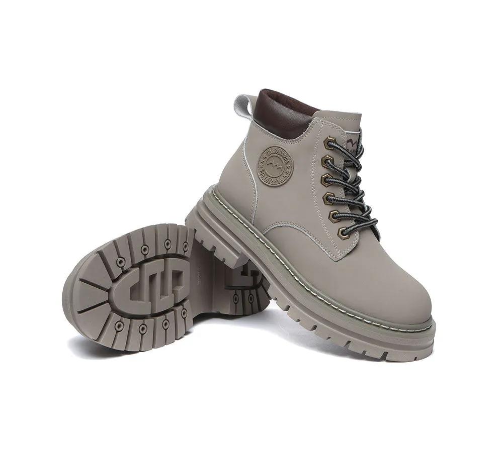 Women Leather Boots Wool Lining Lace-Up Aubrey