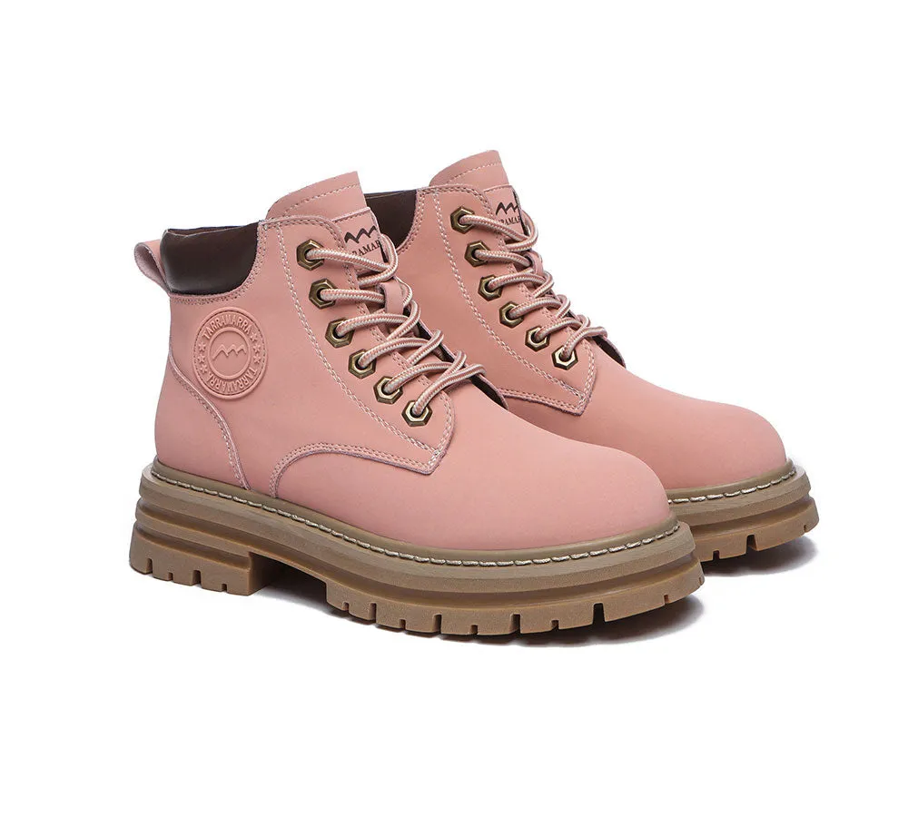 Women Leather Boots Wool Lining Lace-Up Aubrey