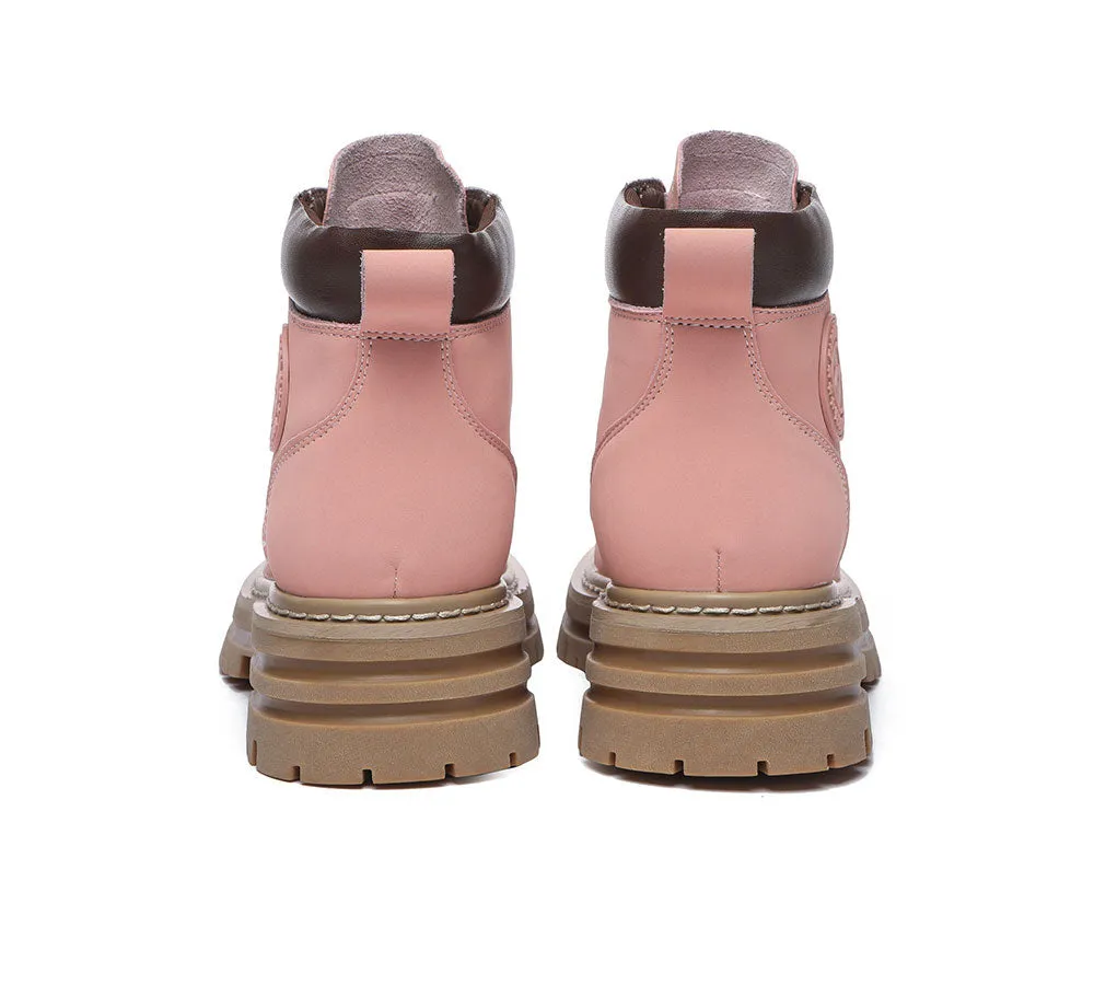 Women Leather Boots Wool Lining Lace-Up Aubrey