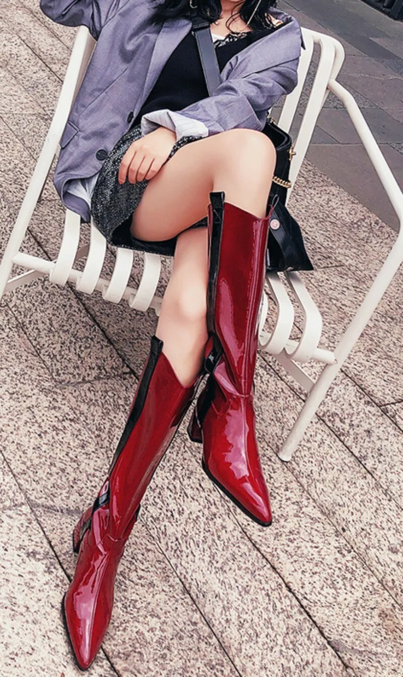 Women  Pointed Toe Cowboy Ladies Motorcycle Boots