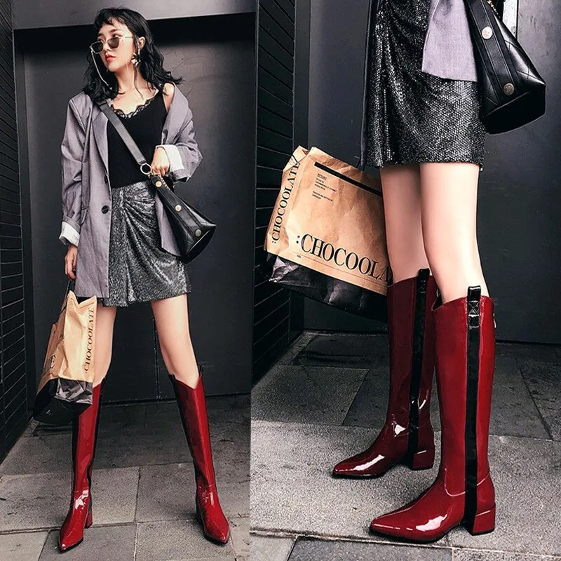 Women  Pointed Toe Cowboy Ladies Motorcycle Boots