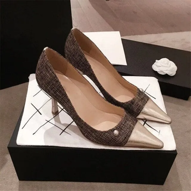 Women Pumps Ladies Heel Shoes Pointed Toe Female Shoes Luxurious Chaussures Femme Pear Zapatos De Mujer High Heel Scarpe Donna