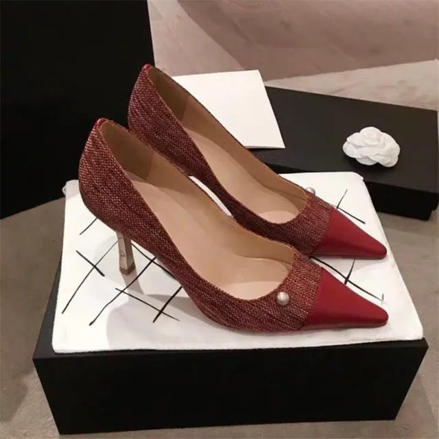 Women Pumps Ladies Heel Shoes Pointed Toe Female Shoes Luxurious Chaussures Femme Pear Zapatos De Mujer High Heel Scarpe Donna