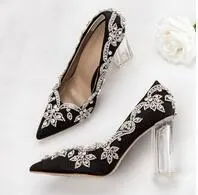 Women Wedding Shoes Bride Clear Heels Crystal Pumps