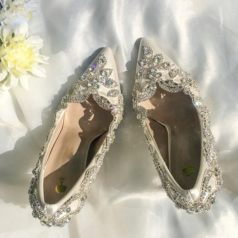Women Wedding Shoes Bride Clear Heels Crystal Pumps