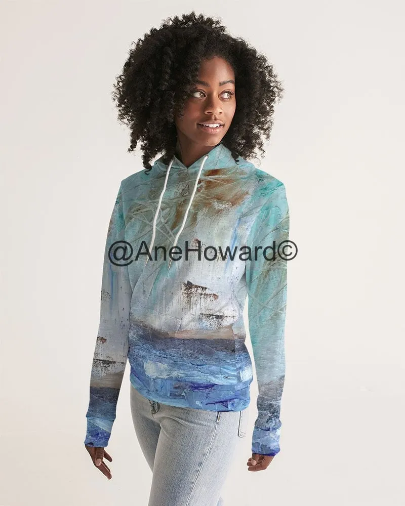 Women's All-Over Print Hoodie Walking on the Beach
