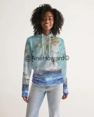Women's All-Over Print Hoodie Walking on the Beach