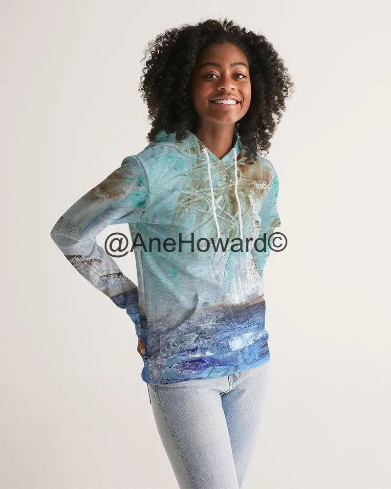 Women's All-Over Print Hoodie Walking on the Beach