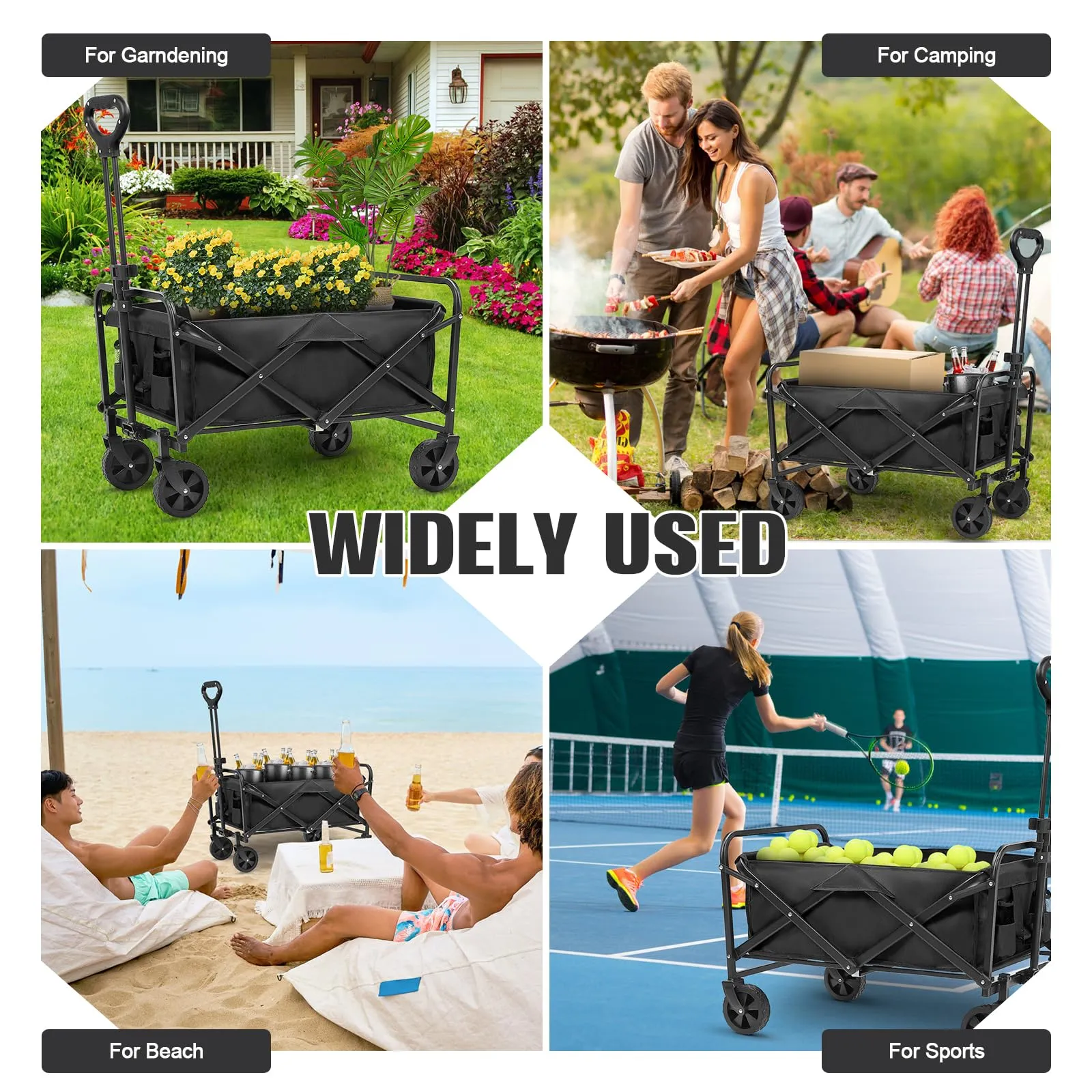 ZOMEYLPO Collapsible Wagon Cart Foldable,Wagon Carts with Wheels Folding,Utility Grocery Lounge Wagon for Sand Camping Sports Shopping Outdoor