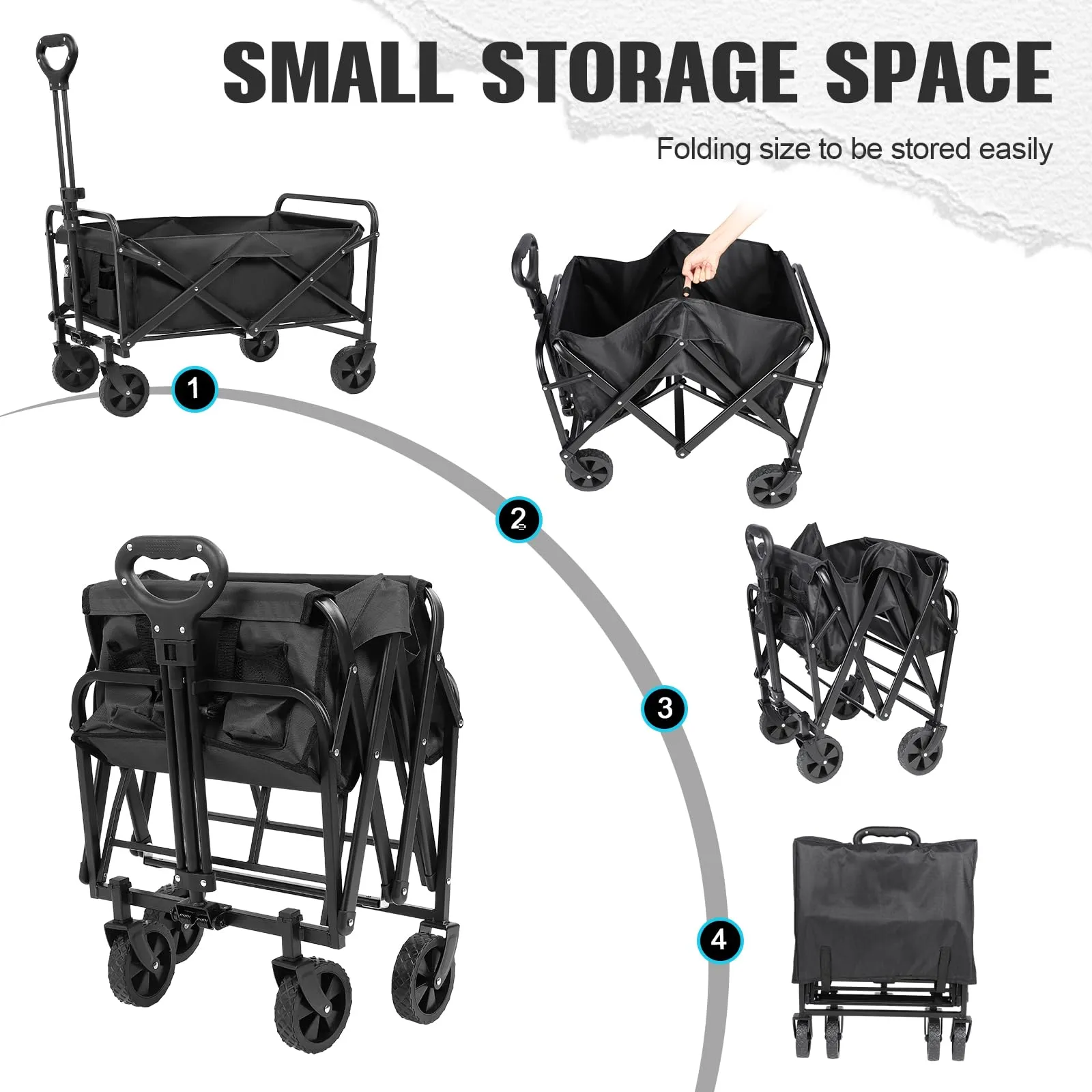 ZOMEYLPO Collapsible Wagon Cart Foldable,Wagon Carts with Wheels Folding,Utility Grocery Lounge Wagon for Sand Camping Sports Shopping Outdoor