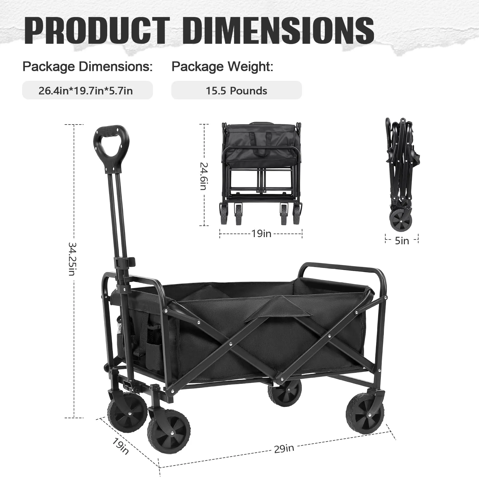 ZOMEYLPO Collapsible Wagon Cart Foldable,Wagon Carts with Wheels Folding,Utility Grocery Lounge Wagon for Sand Camping Sports Shopping Outdoor